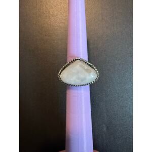 Natural Moonstone 925 Silver Plated Ring Size 7.5